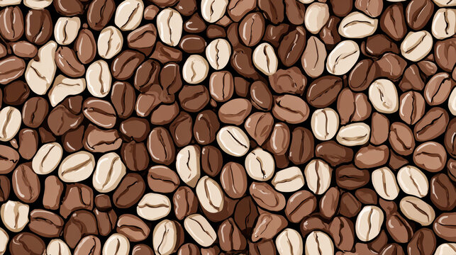 Seamless Coffee Beans Pattern Illustration. AI generative.