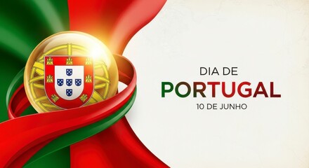 Portugal day celebration with national flag and ribbon