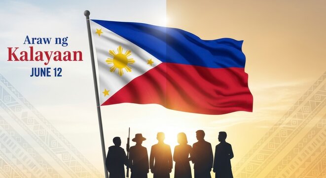 People holding philippine flag on independence day