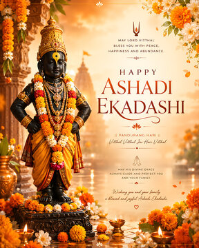 Devshayani Ekadashi/ Ashadhi Ekadashi/ Maha Ekadashi/ Pandharpur Wari Harishayani/ Shayani Ekadashi/ Vitthal Ekadashi/ Prabodhinipurv Ekadashi/ Lord Vitthal Rukmini Devotional Hindu Festival 