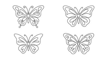Fototapeta premium Elegant Line Art Butterflies A Collection of Delicate and Artistic Wing Designs