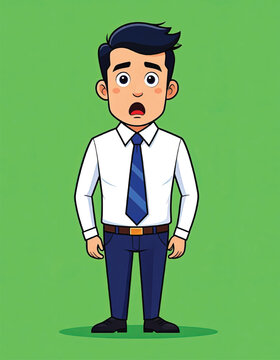 Cartoon man in business attire shocked.