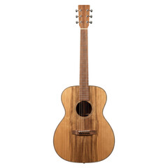 Fototapeta premium Classic acoustic guitar with natural zebrawood pattern on transparent background