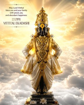 Majestic Vitthal Vithoba Panduranga Hari Pandharinath Sacred Artwork Honoring Ashadhi Ekadashi Kartiki Ekadashi Maghi Ekadashi Chaitri Ekadashi and Guru Purnima
