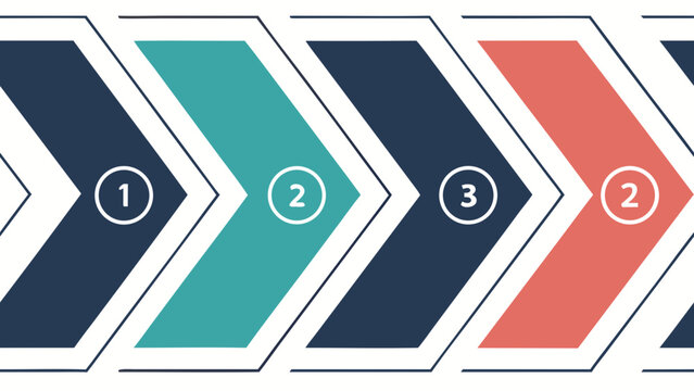 Flat vector business infographic element showing a four stage horizontal chevron process timeline.