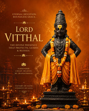 Majestic Vitthal Vithoba Panduranga Hari Pandharinath Sacred Artwork Honoring Ashadhi Ekadashi Kartiki Ekadashi Maghi Ekadashi Chaitri Ekadashi and Guru Purnima