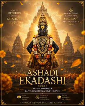 Happy Ashadhi Ekadashi &ndash; Lord Vitthal, Panduranga, Hari Vitthal Divine Festival Celebration