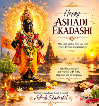 Devshayani Ekadashi/ Ashadhi Ekadashi/ Maha Ekadashi/ Pandharpur Wari Harishayani/ Shayani Ekadashi/ Vitthal Ekadashi/ Prabodhinipurv Ekadashi/ Lord Vitthal Rukmini Devotional Hindu Festival 
