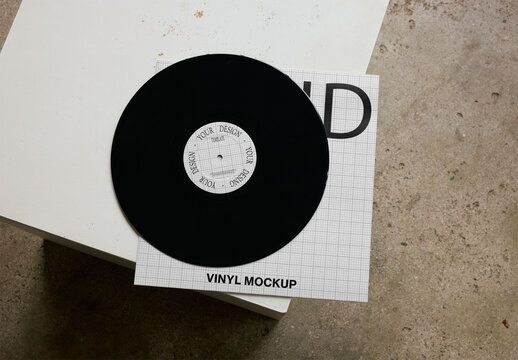 Mockup Of Customizable Lp And Cover
