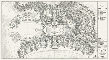 Obraz premium Aman resort architectural master plan site layout