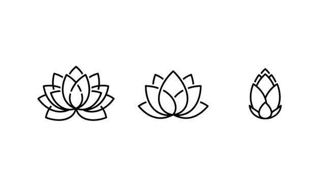 Minimalist black and white lotus and hop illustrations.