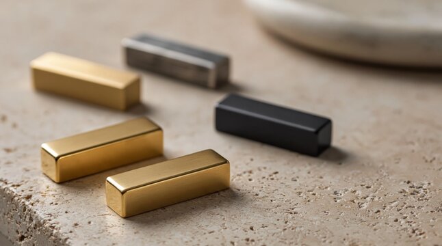 Handle knob collection of modern minimalist furniture hardware in gold black silver