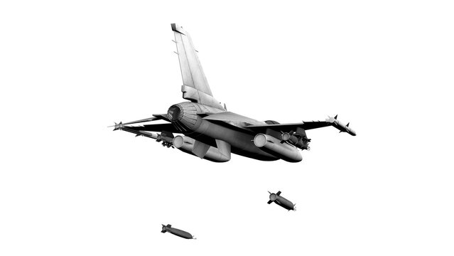 f-16 jet fighter dropping bombs 
