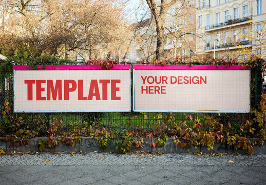 Mockup Of Two Horizontal Customized Billboards