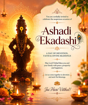 Devshayani Ekadashi/ Ashadhi Ekadashi/ Maha Ekadashi/ Pandharpur Wari Harishayani/ Shayani Ekadashi/ Vitthal Ekadashi/ Prabodhinipurv Ekadashi/ Lord Vitthal Rukmini Devotional Hindu Festival 