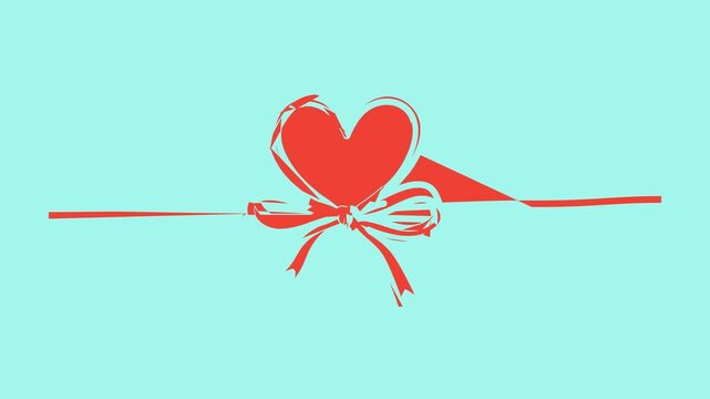 Heartfelt animation: red heart with ribbon morphing across screen