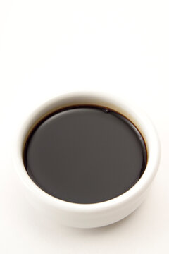 Soja sauce in bowl, elevated view