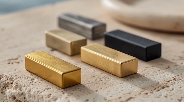 Handle pulls for modern cabinet furniture hardware in gold black brushed steel metal
