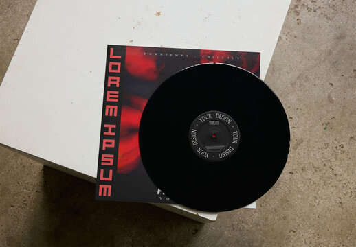 Mockup Of Customizable Record And Cover