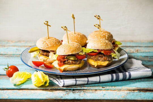 Mini burger on plate