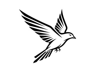 Obraz premium Minimalist flying bird vector illustration outline.