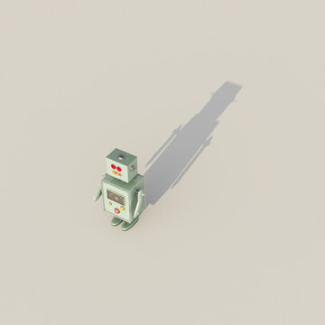 3D Rendering, Single robot casting shadow