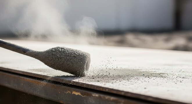 Close-up macro view of abrasive sandblasting process removing grime and rust from a metal surface