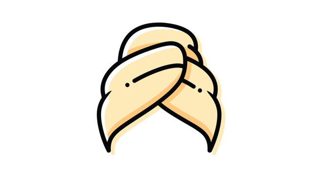 Stylized illustration of a hair wrap towel, designed for fast drying and protecting hair after washing, a beauty routine essential.