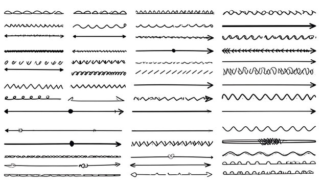 collection of various horizontal line textures and arrow elements for graphic design