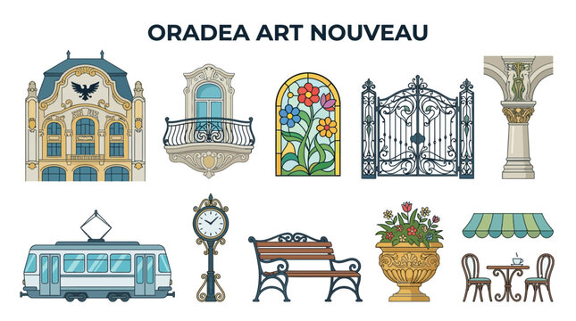 Oradea Art Nouveau Architectural Elements and City Objects Collection.