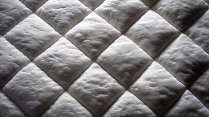 Naklejka premium Quilted cotton fabric, diamond stitching pattern, white padded material, mattress cover texture background, soft comfort 