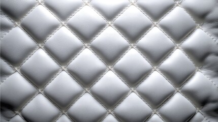 Naklejka premium Quilted fabric texture, white padded cloth, diamond stitching pattern, mattress or jacket material, soft comfort background 