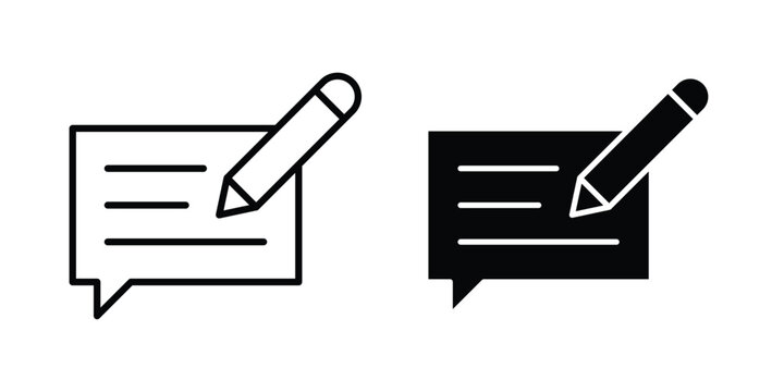 Writing feedback icon graphic element for project and web designs