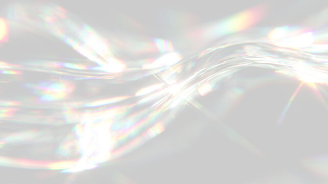 Abstract rainbow gradient overlay with glowing aurora beams, crystal lens flare and soft spectrum blur on transparent background for futuristic elegant vector design artwork