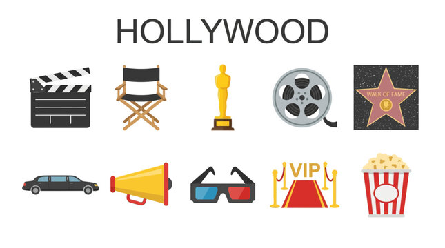 Hollywood Movie Industry Icons Collection.