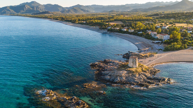 Torre di Bari at Sunset from Above, Bari Sardo, Italy