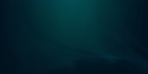 Obraz premium Dot green wave light screen gradient texture background. Abstract technology big data digital background. 3d rendering.