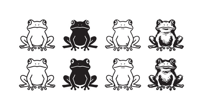 Collection of Frog Icons in Eight Variations