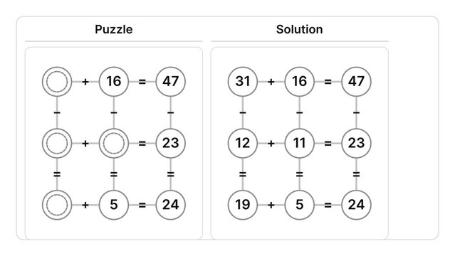 Numbered arithmetic challenge with answers