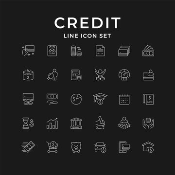 Set line icons of credit