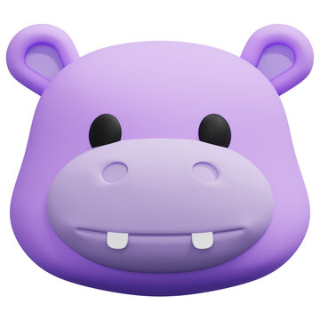 Cute Purple Hippo Face Baby Toy Character Figure