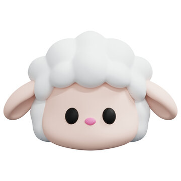 Cute White Sheep Face Baby Toy Character Figure