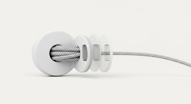 White kinetic cord retraction device with braided cable mechanism for organized management