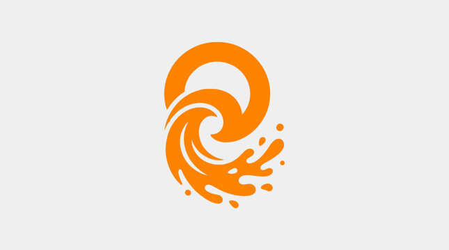 Abstract orange swirl splash energy logo design.