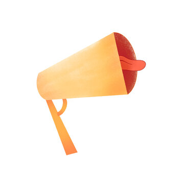 Funny Watercolor Megaphone Bullhorn with Tongue Cartoon Concept Illustration