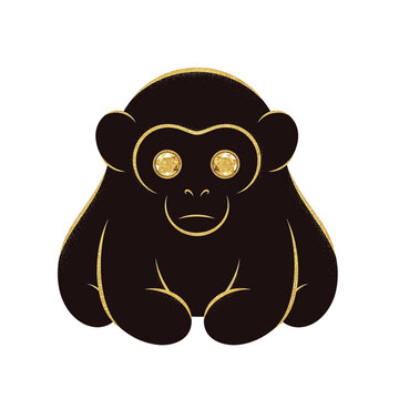 Detailed silhouette of a potto, a nocturnal strepsirrhine primate from Africa, sitting on a branch, minimalist vector illustration style, dark profile of a wild animal in a jungle setting.