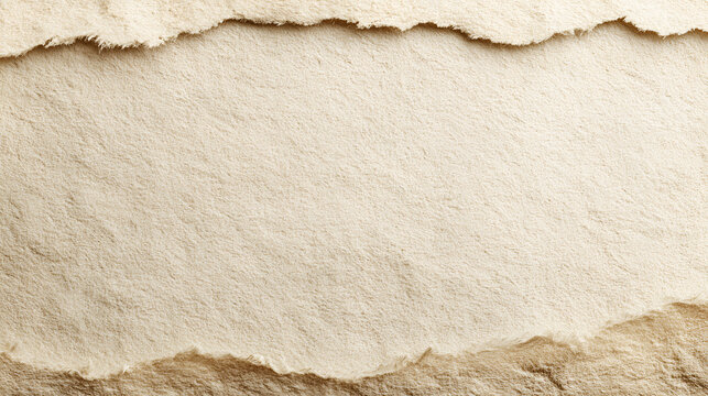 Beige paper texture showing torn top and bottom edges, providing an aged and rustic vintage background for text or design elements with ample copy space