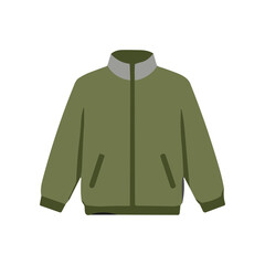 Olive Green Zipper Jacket Front View. © daksarupa