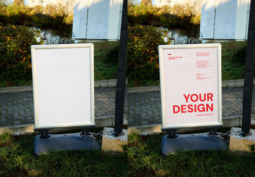 Mockup Of Customized Freestanding Poster