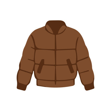 Brown Puffer Jacket with Pockets.
